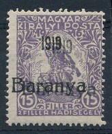 ** Baranya III. 1919 Hadisegély (III.) 15f Kettős Felülnyomással, Bodor Vizsgálójellel (45.000) (apró Törések) - Other & Unclassified