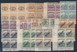 ** Debrecen I. 1919 13 Db Bélyeg ívszéli 4-es Tömbökben, Közte ívszéli összefüggések, Eltolódott Felülnyomás, Lemezhibák - Andere & Zonder Classificatie