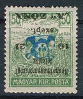 * Nyugat-Magyarország II. 1921 Halálfejes Kiadás 50f Fordított Felülnyomással, Mindössze 50 Példány Készült, Bodor Vizsg - Other & Unclassified