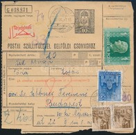 1943 Szállítólevél 1P 70f Bérmentesítéssel 'Terjedelmes' Címkével 'NAGYBÁNYA' - 'BUDAPEST' - Other & Unclassified