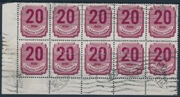 O 1950 Portó 20f ívsarki Tízestömb, Benne ,,fiéllr' Szedési Hiba - Sonstige & Ohne Zuordnung