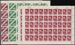 O 1958 Virág (III.) Sor 100-as ívekben, Benne 2 Db Középen Hajtott Fordított Képállású ív és 2 Db Tévnyomat (94.000) - Autres & Non Classés