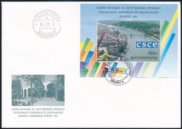 1994 Európai Biztonsági Konferencia Blokk FDC-n Alkalmi Bélyegzéssel Clinton Látogatása Napján - Sonstige & Ohne Zuordnung