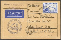 1929 Zeppelin 1. Amerikai útja Levelezőlap / Zeppelin 1st Flight To America Postcard To New York - Sonstige & Ohne Zuordnung