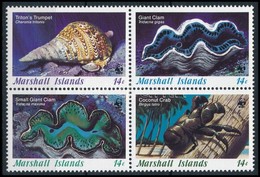 ** 1986 WWF: Kagyló Sor Négyestömb,
WWF: Shell Set Blocks Os 4
Mi 73-76 - Altri & Non Classificati