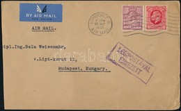 1935 Légi Levél Budapestre, 2 Különféle Céglyukasztású Bélyeggel Bérmentesítve - Other & Unclassified