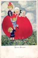 Ostern, Kinder Mit Großem Ei, Sign. Susi Singer, 1920 - Easter