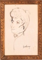 Gulácsy Jelzéssel: Női Portré. Tus, Papír, üvegezett Keretben, 27×18 Cm - Autres & Non Classés