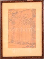 Gűbeler Jelzéssel: Altes Kreüzgangfenster. Ceruza, Papír, üvegezett Keretben, 27×19 Cm - Autres & Non Classés