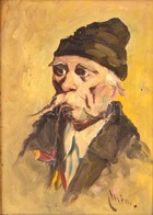 Illencz Lipót (1882-1950): Kucsmás Férfi Portré. Olaj, Karton, Sérült Antik Keretben, 36×25 Cm - Other & Unclassified