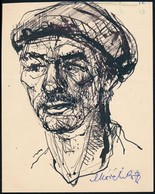 Móré Mihály (1924-1997): Férfi Portré. Tus, Papír, Jelzett, 18×14 Cm - Autres & Non Classés