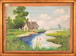 Rujda Jelzéssel: Kunyhó, Akvarell, Papír, üvegezett Fa Keretben, 30,5×43 Cm - Andere & Zonder Classificatie