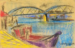 Schönberger Jelzéssel: Hajók A Hídnál. Pasztell, Papír, üvegezett Keretben, 31×45 Cm - Andere & Zonder Classificatie