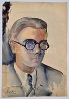 Schönberger Jelzéssel: Férfi Portré. Akvarell, Papír, 43×29 Cm - Andere & Zonder Classificatie