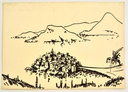 Vincze Győző (1925-2001): Dubrovnik, Tus, Papír, Jelzett, 41,5×58,5 Cm - Andere & Zonder Classificatie