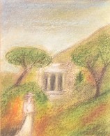 Zöld Anikó (1942-): Római Táj. Pasztell, Papír, Jelzett, üvegezett Keretben, 39×33 Cm - Autres & Non Classés