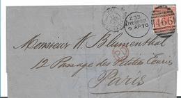 GBV016 / GROSSBRITANNIEN - 4 Pence Pl. 11 1870 Auf Brief Von Liverpool Nach Paris - Brieven En Documenten