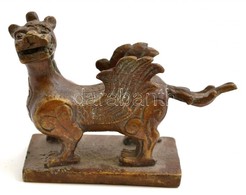 Sárkányt Formázó Bronz Kínai Pecsétnyomó. 5,5 Cm / Chinese Bronze Seal Maker. Dragon Figure. - Altri & Non Classificati
