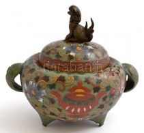 Kínai, Sárkány Figurás Clouson Rekeszzománccal Díszített Fém Tálka. Sérült A Zománc. / Chinese Enameled Copper Bowl With - Other & Unclassified
