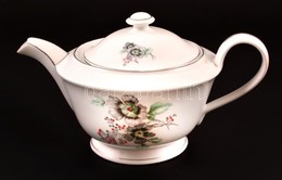 Zsolnay Porcelán Virágmintás Kiöntő, Matricás, Jelzett, Kopásnyomokkal, D: 18 Cm, M: 14 Cm - Otros & Sin Clasificación