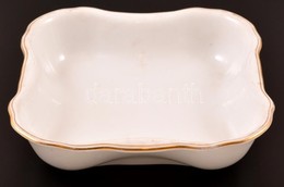 Zsolnay Porcelán Tál, Kopott Aranyozással, Jelzett, 22×22 Cm - Autres & Non Classés