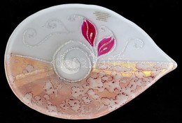 Muranói Tálka, Kézzel Festett, Jelzett, Apró Kopásokkal, 20,5×14 Cm - Glas & Kristall