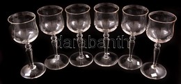 Talpas Borospohár (6 Db), Jelzés Nélkül, Hibátlan, M:15,5 Cm (6×) - Glas & Kristal