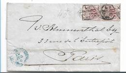 GBV036 / GROSSBRITANNIEN - Brief Mit Mi.Nr. 70, Senkrechtes Paar 1883 Nach Paris - Brieven En Documenten
