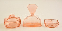 Art Deco üveg Fürdőszobai Készlet, Apró Csorbákkal, 3 Db - Verre & Cristal