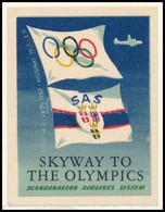 1940 A SAS Légitársaság Reklám Levélzárója Az Elmaradt Helsinki Olimpiára - Non Classés