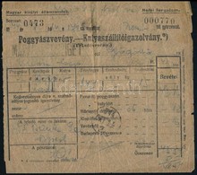 1944 Poggyászvevény - Kutyaszállítóigazolvány 48,54P Készpénzlerovással + 8x500P Biztosítási Bélyeggel - Unclassified