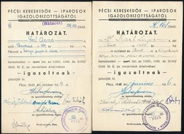 1945-46 4 Db Okmány és Igazolvány, Hátoldalon Adópengős Okmánybélyegekkel - Non Classés