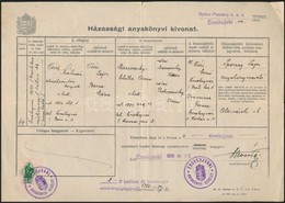 1939 Házassági Anyakönyvi Kivonat Érsekújvár 1P Illetékbélyeggel +2P Kiállítási Díj Bevételezve Bélyegzéssel. - Zonder Classificatie