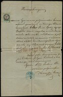 1873 Eger, Eger Város Polgármestere által Aláírt Hatósági Bizonyítvány 50 Kr Okmánybélyeggel - Unclassified