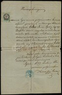 1873 Eger, Eger Város Polgármestere által Aláírt Hatósági Bizonyítvány 50 Kr Okmánybélyeggel - Zonder Classificatie