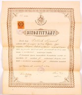 1886 Az Ujpesti Vegyes Ipartestület Bizonyítványa Mészáros Legény Részére. 35x42 Cm - Unclassified