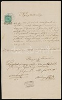 1896 Nyugtatvány Elmosódott Középrészű 7kr Okmánybélyeggel / 7kr Fiscal Stamp With Blurry Middle Part On Document - Non Classés