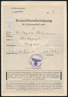 1942-1943 Deggendorf, Dr. Vajna István élelmiszer Igénylő Igazolvány, Hajtásnyommal, Pecsétekkel - Non Classés