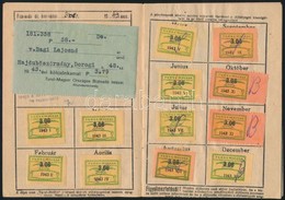 Turul Magyar Országos Biztosító Intézet Díjbefizetési Könyvecske 35 Db Turul Bélyeggel 1943-1944 - Unclassified