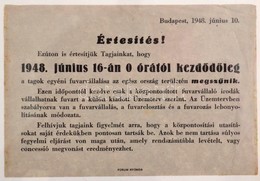 1948 Értesítés Taxisoknak A Magánfuvarozás Megszűnéséről - Unclassified