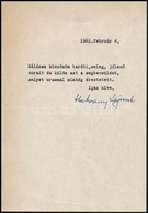 Hatvany Lajosné (1903-1991) Saját Kézzel Aláírt Levele Vas Zoltán 56-os államminiszternek, Melyben Megköszöni Férje Hatv - Unclassified