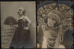 1924 Nagyvárad, A Színház Judit Keresztnevű Színésznője, 4 Db Vintage Fotó, Az Egyik Dedikált, Két Képen Cellux Maradván - Autres & Non Classés