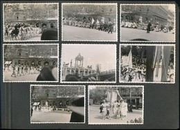 1938  XXXIV. Nemzetközi Eucharisztikus Kongresszus Budapesten, Körmenet, 8 Db Fotó, Albumlapra Ragasztva, 6×9 Cm - Andere & Zonder Classificatie