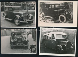 Cca 1930-1940 Régi Autók és Buszok, 4 Db Fotó, Közte Modern Előhívás, 8,5×11,5 Cm - Other & Unclassified