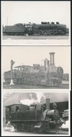 Régi Mozdonyok, Közte 1872-es Sigl Mozdony, 3 Db Modern Előhívás, 9×14 Cm / Locomotives (e.g. Sigl Locomotive), 3 Modern - Other & Unclassified