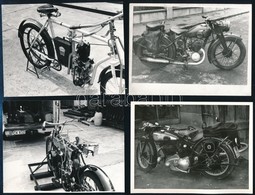 Régi Motorkerékpárok (pl. Slavia), 4 Db Fotó, Utólagos Előhívások, 9×12 Cm - Other & Unclassified