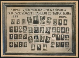 1926 Budapest, V. Ker., Pannonia Utcai Polgári Fiúiskola Tanárai és Végzett Növendékei, Kistabló Nevesített Portrékkal,  - Andere & Zonder Classificatie
