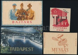 4 Db Szivarkapapír Csomagolás Címkéje (Bajtárs, Terv, Munkás, Budapest) - Advertising