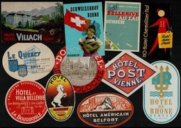 Nyugat-európai Hotelcímkék, 27 Db (Hotel Et Villa Bellevue, Hotel Excelsior, Hotel Dardanelli, Stb.) - Publicidad