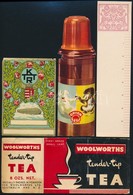 Vegyes Címke és Reklám Tétel (Országos Társadalombiztosító Intézet, Orion, Woolworths Tea, Stb.), 6 Db - Reclame